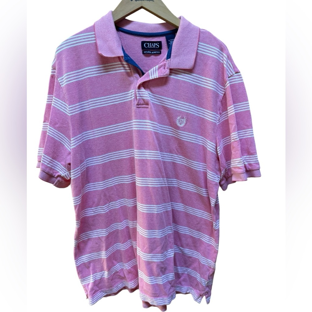 Chaps Natural Stretch Striped Polo‎